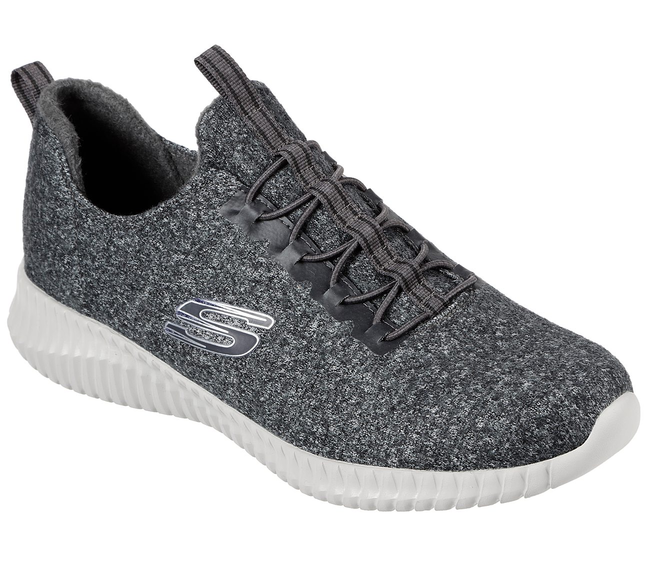 SKEAJ|#Skechers Herren Elite Flex Sneaker, (Charcoal Premium Wool/Synthetic/Metal/Trim Ccl), 45 EU