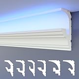 HEXIMO LED Stuckleisten indirekte Beleuchtung Schattenfuge XPS Styropor 2in1 Profile, Leisten für Wand Deckenabschlussleiste (30.6 Meter HLED 6)