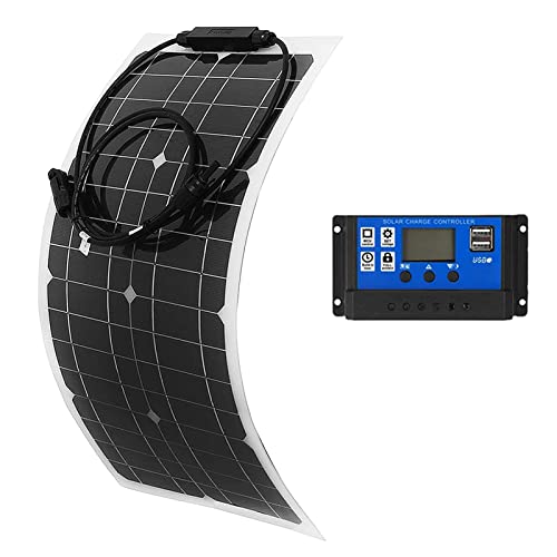 25 Watt 12 Volt flexibles monokristallines Solarpanel für Wohnmobile Camper Van Boote und mehr (1 ×10A-Controller)