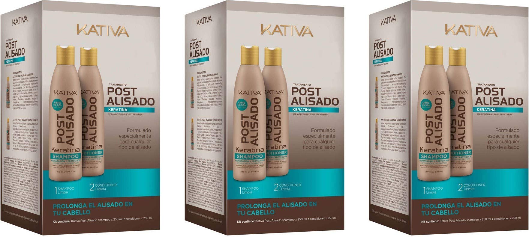 Kativa Set 2 zur Anwengung nach der Keratin-Haarglättung 3x500 ml