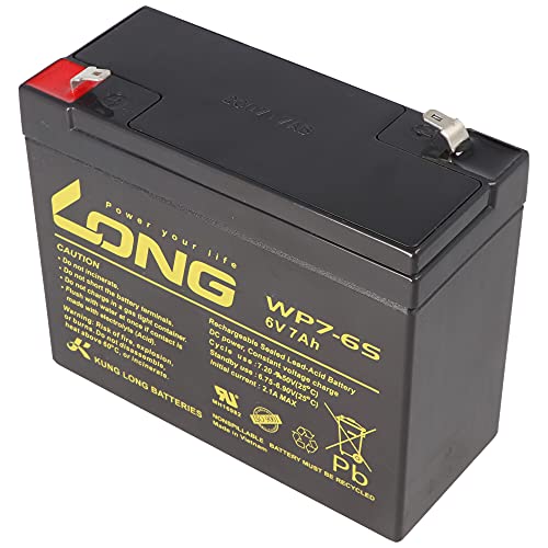 Kung Long WP7-6S F1 Blei-Vlies-Akku, 6Volt, 7Ah mit 4,8mm Faston Anschluss