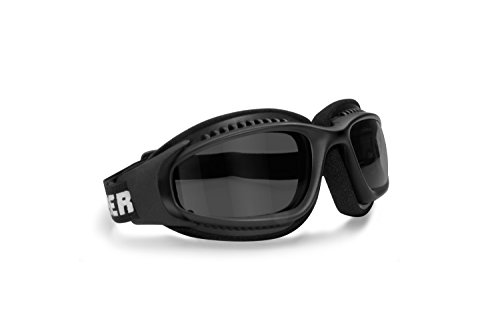 Bertoni Winddichte Motorradbrille Schutzbrille with Outriggers Antibeschlag UV Schutz - Verstellbar Elastische für Motorradhelm AF113 (Dunkle Linse)