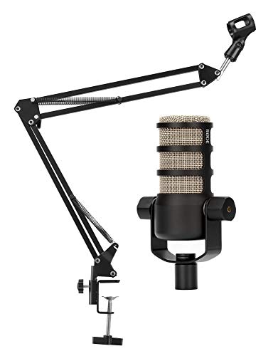 Røde PodMic Set mit Mikrofonarm (Dynamisches Podcast-Mikrofon mit Nierenkapsel, entwickelt für Sprachanwendungen mit dem RødeCaster Pro im Set inkl. Mikrofonarm Stativ)