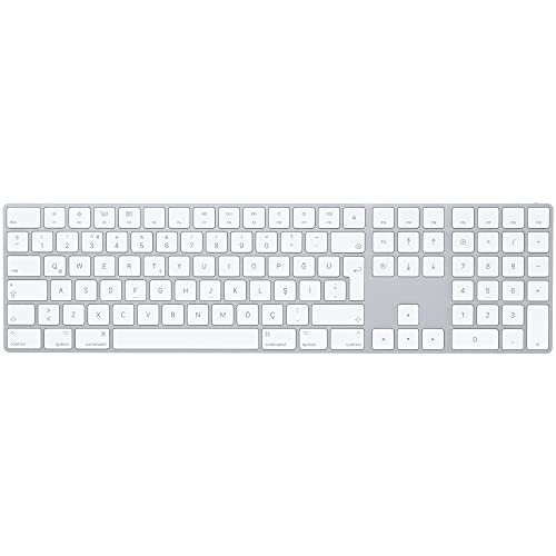 Apple Magic Keyboard mit Ziffernblock: Bluetooth, wiederaufladbar. Kompatibel mit Mac, iPad oder iPhone; Türkisch-F, Silber