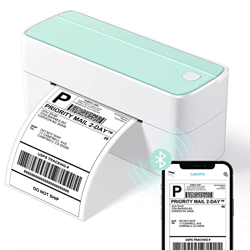 Bluetooth Shipping Label Printer 4x6 - Wireless Label Printer for Shipping Packages, Thermal Label Printer Shipping Label Maker, Compatible with iPhone, Android, Windows, Mac OS, USPS, Etsy, Amazon