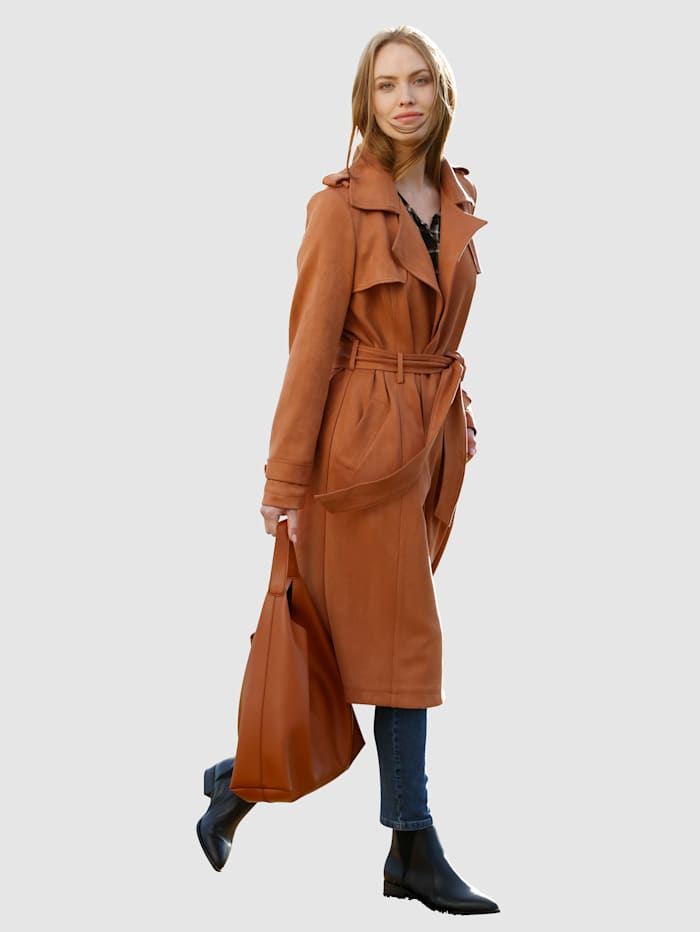 Trenchcoat in offener Form Laura Kent Haselnuss 2