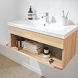 Home Deluxe - Badmöbel-Set - WANGEROOGE Big Holz - small - inkl. Waschbecken und komplettem Zubehör - Größe Waschbecken: ca. 80 cm | Badezimmermöbel Waschtisch Badmöbelset