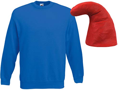 Alsino Zwergen Kostüm Zwerg Verkleidung (Kv-142) Blauer Pullover und rote Zwergenmütze, Größe:L