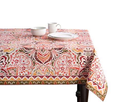 Maison d' Hermine Tischdecken, 100% Baumwolle, 160cm x 220cm dekorative, waschbare, quadratische Tischdecke, Tischdecke für Muttertagsgeschenke, Essen, Küche und Camping, Damask – Frühling/Sommer
