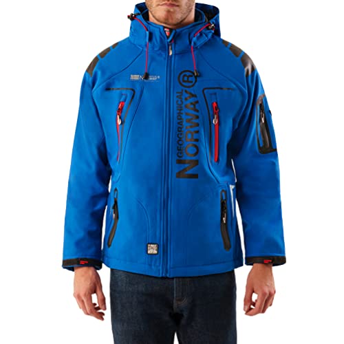 Geographical Norway Herren Softshell Funktions Outdoor Jacke wasserabweisend im Bundle mit urbandreamz Beanie (S, Royal TN)