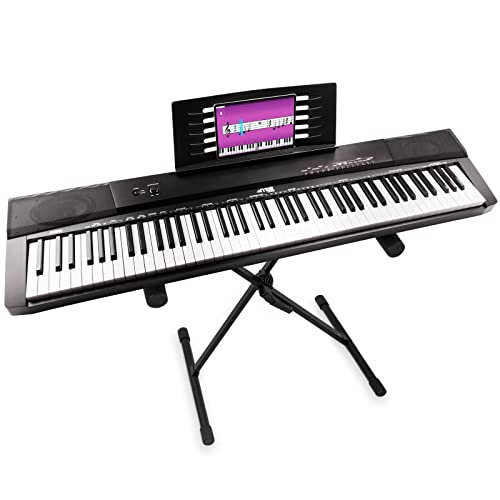 MAX KB6 Digitale Piano Keyboard met 88 Aanslaggevoelige Toetsen, Sustainpedaal, mp3 speler/recorder en keyboardstandaard