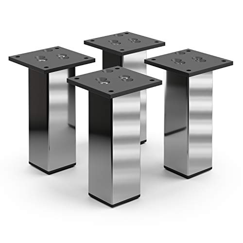 Aluminium Möbelfüße Sossai"Exklusiv" E4MF-N | 4er Set | Höhe: 150mm | Farbe: Chrom