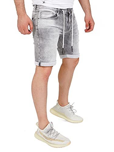 Yazubi Leichte Shorts Denim Kurze Jogginghose Herren Reissverschluss Sweat Shorts Men Jeans Hosen Kurz Henry, Grau (Frost Gray 170000), W31
