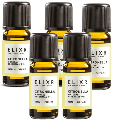 ELIXR – Citronella Öl für Duftlampen, Diffusor & Aromatherapie – 100% naturreines ätherisches Öl aus ausgewählten Zitronengräsern – schonend in Deutschland hergestellt (5x 10 ml)