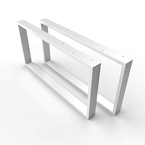 SOSSAI Design Couchtisch Untergestell | WEISS | Stahl Tischgestell - pulverbeschichtet | 2 Stück (Paar) | Breite 80 cm x Höhe 40 cm - Tischkufen CKK1