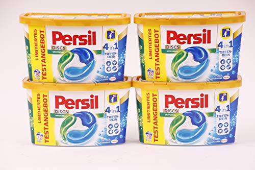 Persil 4in1 DISCS Universal, Vollwaschmittel, 40 (4 x 10) Waschladungen für Fleckenentfernung, Leuchtkraft, Frische, Faserpflege und hygienisch reine Wäsche