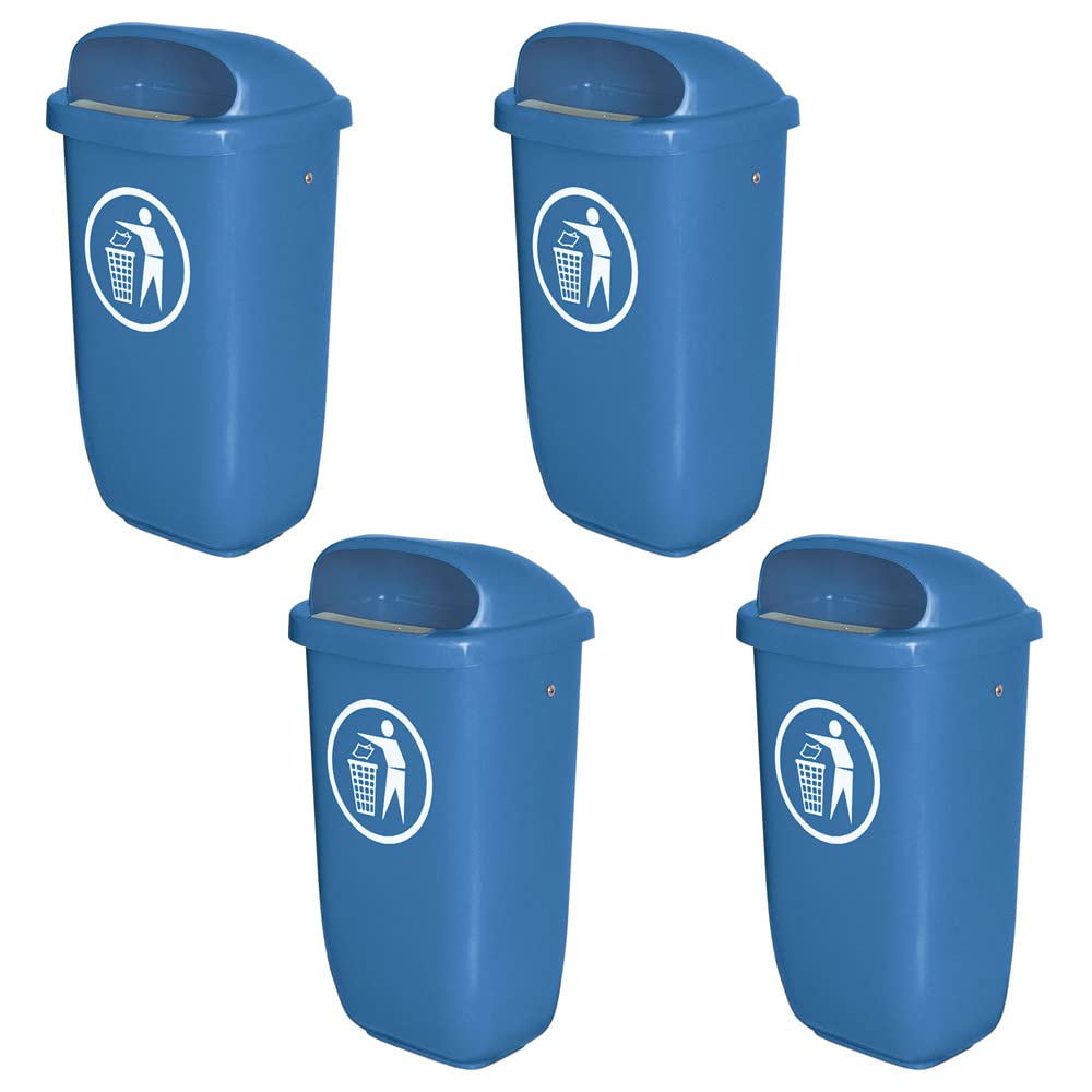 BRB 4 Abfallbehälter für den Außenbereich, 50 Liter, nach DIN 30713, Farbe: blau