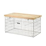 bellissa Gabionenbank - 97152 - Gabionen-Gartenbank ohne Lehne - Garten-Bank, Sitzfläche aus Douglasien-Holz - 105 x 56 x 54 cm