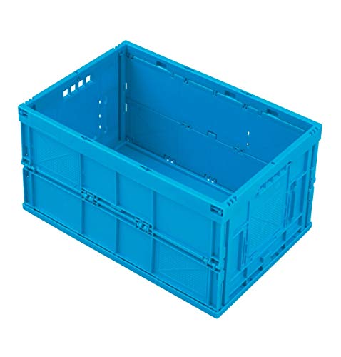 Faltbox ohne Deckel im Euro-Maß 643-66, mit Durchfassgriff, platzsparend, robust, geschlossen, blau, 60 l