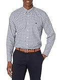 Brooks Brothers Herren Bügelfreies Stretch-Oxford-Sportshirt, langärmelig, Gingham-Karo Hemd mit Button-Down-Kragen, Marineblau, XL