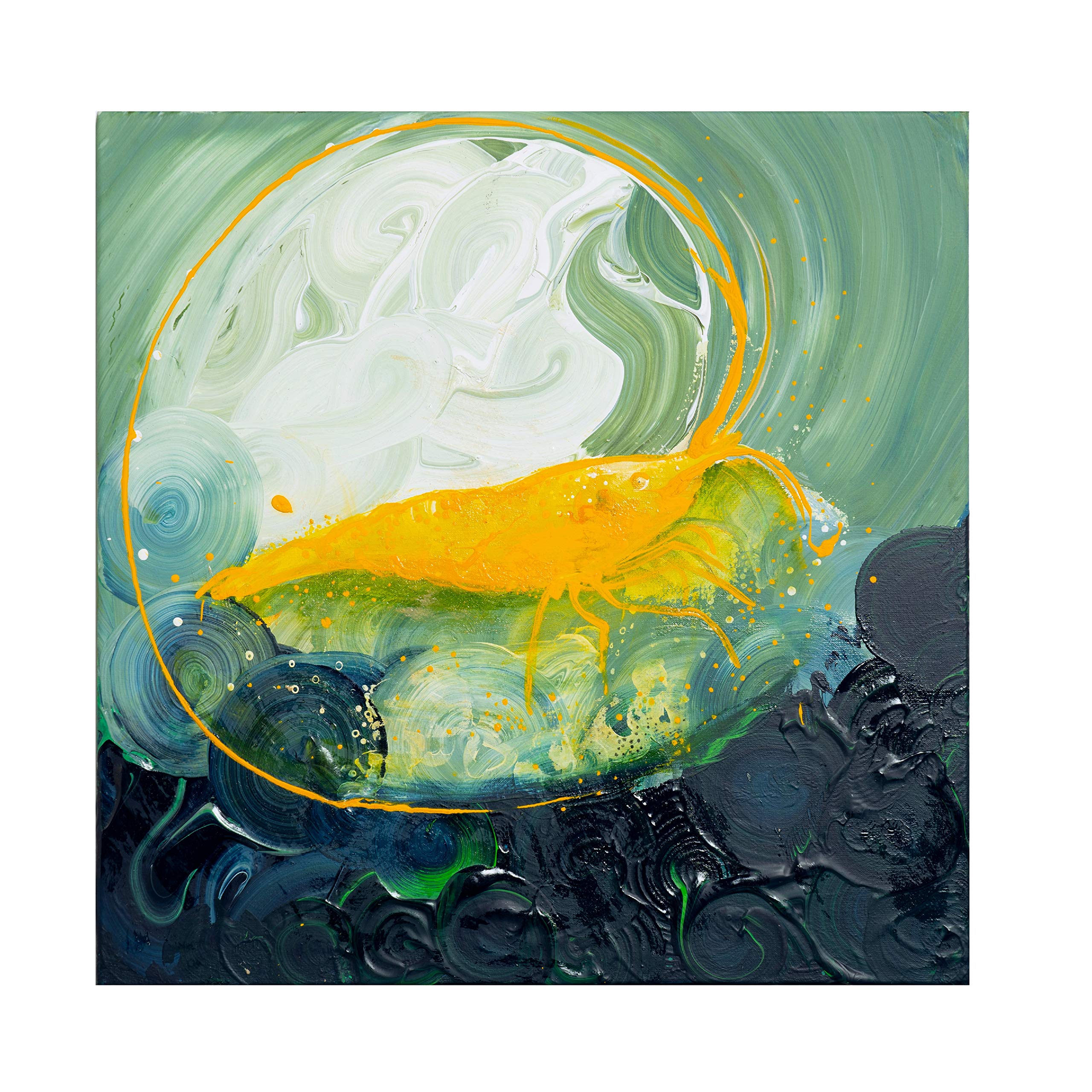 GARNELEN4YOU ArtLine Garnelen Wandbild #1 | Leinwand Kunstdruck von Leinwandgemälde | Shrimp Deko mit 3D-Effekt für Garnelenliebhaber (40 x 40 cm)