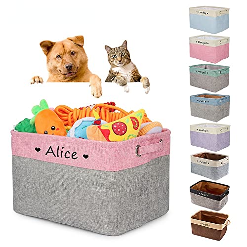 Personalisierte Faltbare Hundespielzeug Korb Freien Druck Name Storage Box Welpe Katze Benutzerdefinierte Spielzeug Organisieren Lagerung Haustier Zubehör (L 40x30x20cm)
