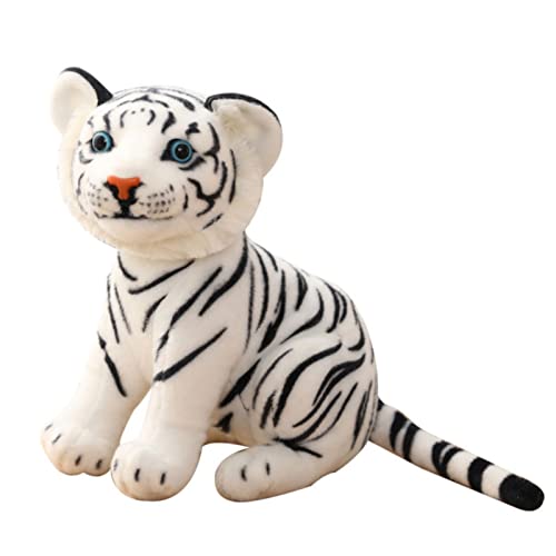 EXQULEG Plüschtier Tiger, Kuscheltier Tiger Plüschtier Stofftier, Tier Plüsch Puppe Plüschspielzeug Geschenk für Kinder Baby Jungen Mädchen (Weiß,33cm)