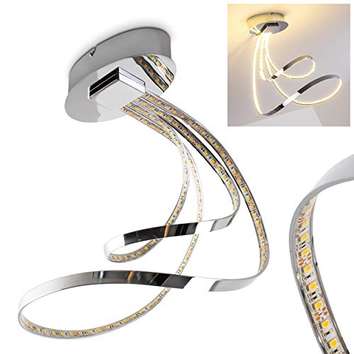 LED Deckenleuchte Sepino, moderne Deckenlampe aus Metall in Chrom mit gedrehten Lichtleisten, 31 Watt, 1600 Lumen, Lichtfarbe 3000 Kelvin (warmweiß)