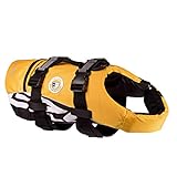 EzyDog DFD Schwimmweste Hund - Hundeschwimmweste - Schwimmwesten für Hunde - Größenverstellbar mit Griff und Reflektoren (XS, Gelb)