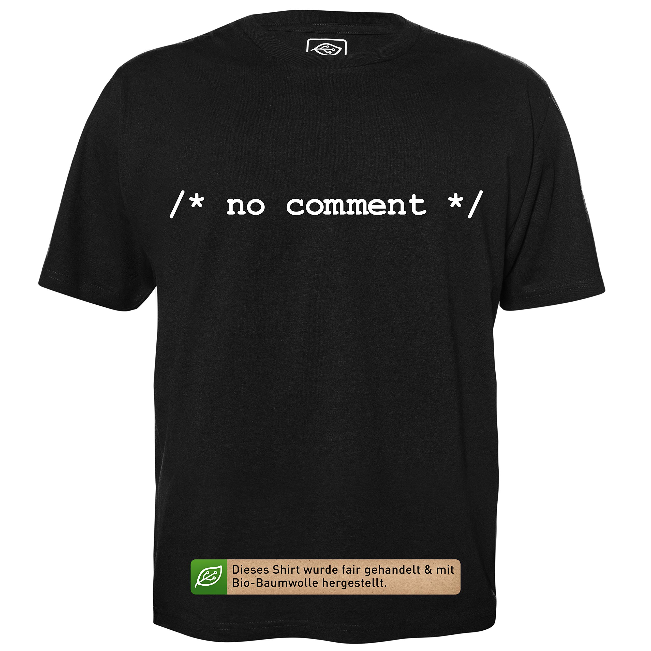 /* no Comment */ - Herren T-Shirt für Geeks mit Spruch Motiv aus Bio-Baumwolle Kurzarm Rundhals Ausschnitt, Größe L