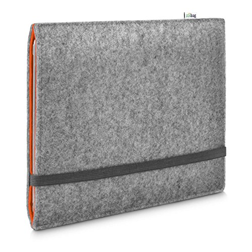 Stilbag Filzhülle für Samsung Galaxy Tab S3 9.7 | Etui Tasche aus Merino Wollfilz | Kollekion Finn - Farbe: hellgrau/orange | Tablet Schutzhülle Made in Germany