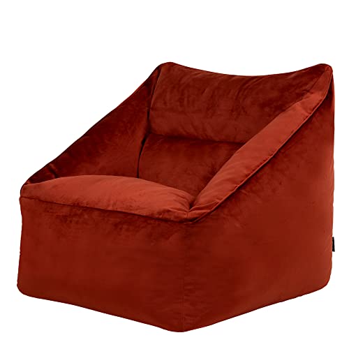 Icon Riesen Sitzsack Sessel „Natalia“, Terrakotta, Plüsch XXL Sitzsack Erwachsene mit Füllung für das Wohnzimmer, Riesensitzsack Sofa XXL