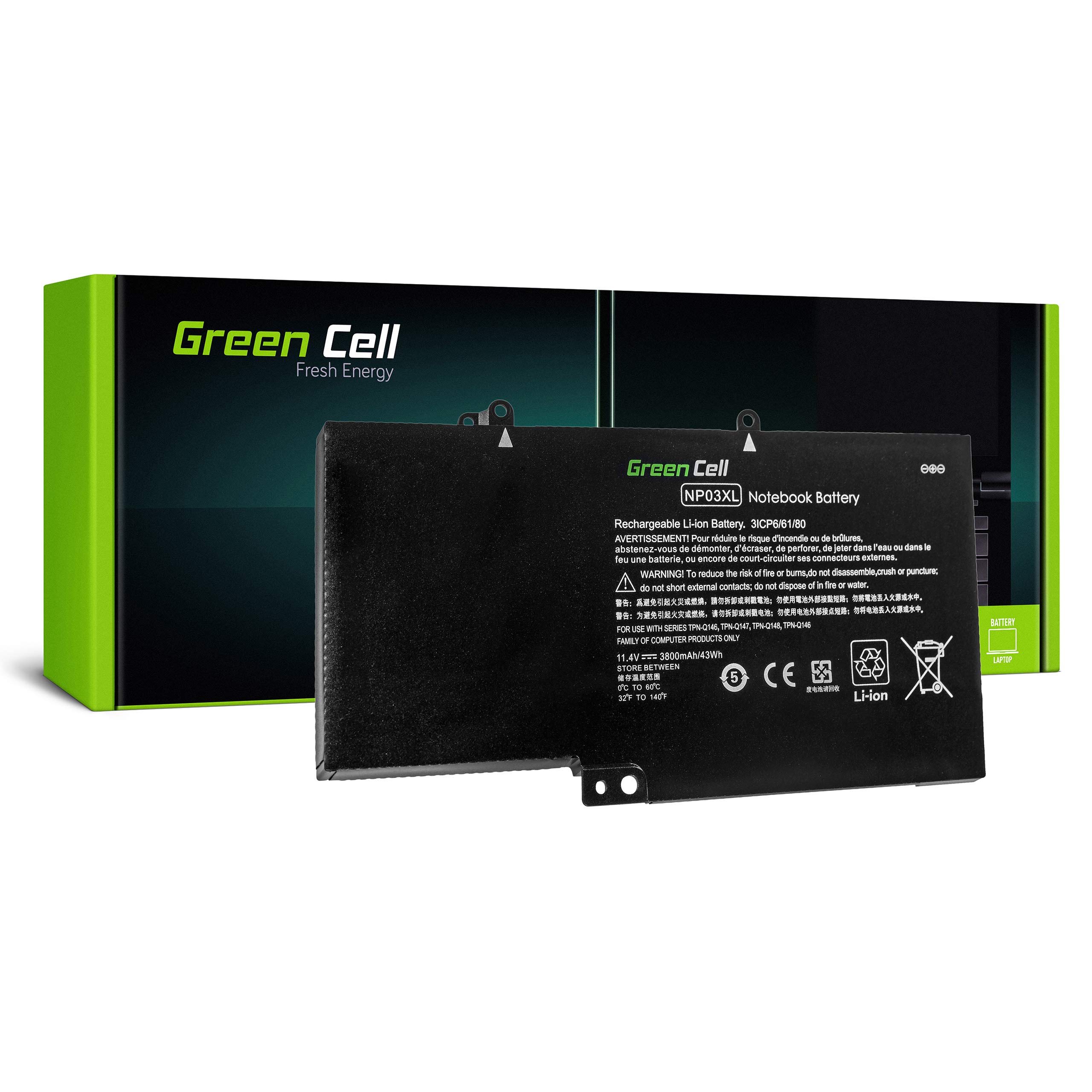Green Cell NP03XL NPO3XL 761230-005 760944-421 760944-241 HSTNN-LB6L HSTNN-UB6L Laptop Akku für HP Envy x360 15-U 15-U001NG 15-U200NG 15-U100NG HP Pavilion x360 13-A 13-A000NG