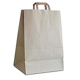 HUTNER 50 x Graspapier Taschen 32+18x44 cm | Tüten aus Altpapier und Graspapier | nachhaltige Papiertüten | umweltfreundliche Tragetaschen