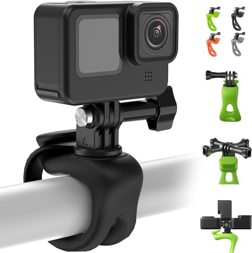 TELESIN Multifunktionale flexible Silikonring-Lenker-Fahrradhalterung für GoPro, Insta360, DJI und andere Action-Kameras (schwarz)