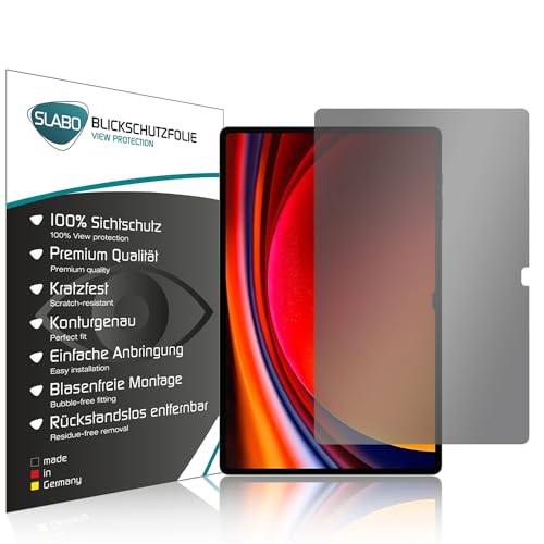 Slabo Blickschutzfolie kompatibel mit Samsung Galaxy Tab S9 Ultra (5G | Wi-Fi) Sichtschutz Displayschutzfolie View Protection Schwarz privacy