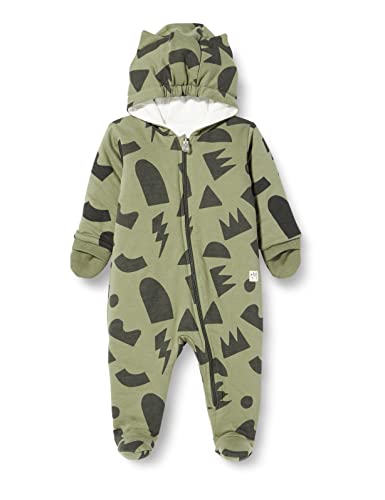 Pinokio WARM OVERAL OLIVIER, 100% COTTON, LINING: 100% COTTON, olive green with grometric theme, boys 56-74 (62)