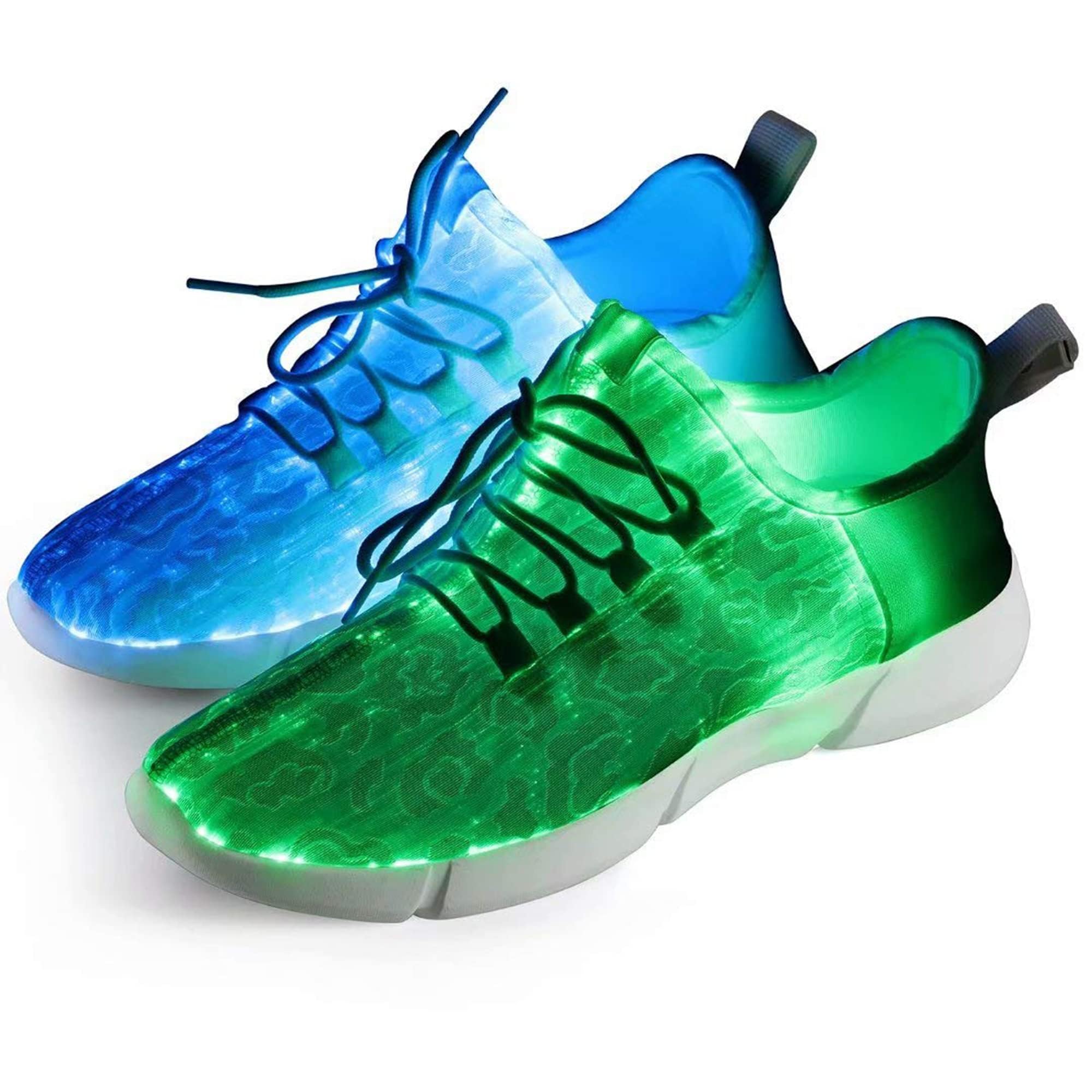 Fiber Optical Schuhe,LED Schuhe 7 Farben 4 Mods USB Wiederaufladbare Leuchten Schuhe Super Lightweight LED Sneaker für Männer und Frauen, Weiß - Led Sneaker, 38 EU