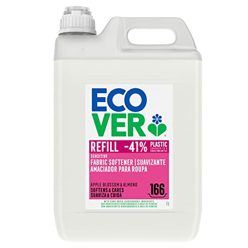 Ecover Weichspüler - Apfelblüte & Mandel (5 L / 166 Waschladungen), Weichspüler mit pflanzenbasierten Inhaltsstoffen, ökologischer Weichspüler für weiche und duftende Wäsche