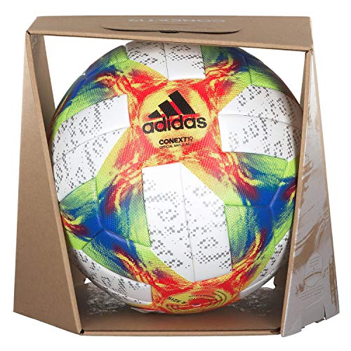 adidas Conext 19 Omb Ball, Herren, White Yellow/Solar Red/Football Blue, Größe 5
