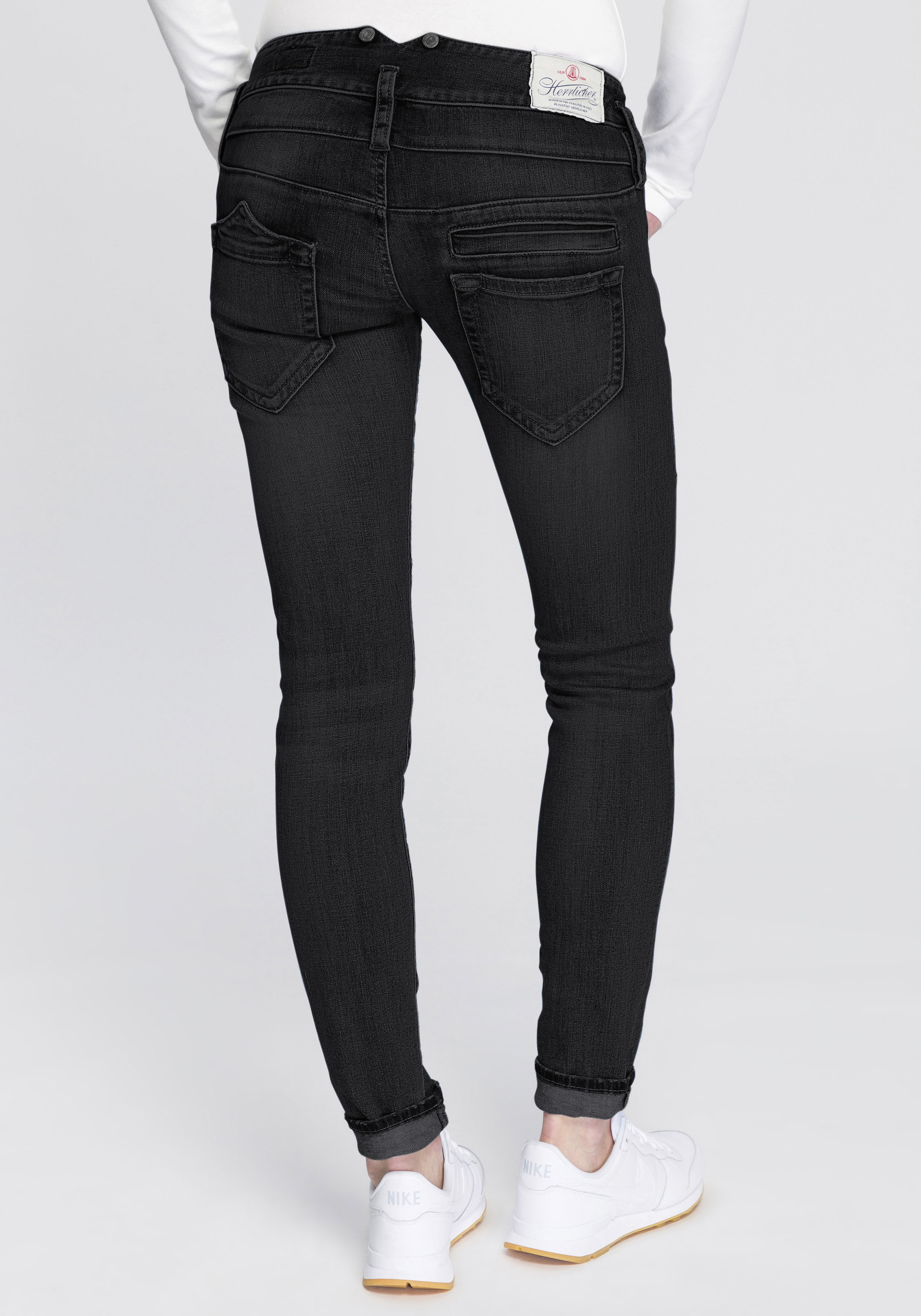 Herrlicher Pitch Slim Reused Denim Black Jeans (27W/30L, Tempest)