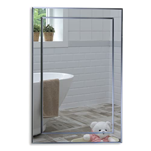 Badezimmerspiegel, Badspiegel, Wandspiegel, Spiegel, Zwei Schichten aus Glas rechteckig - Schöne Qualität Spiegel für Ihr Bad, Schlafzimmer, Halle oder andere Räume in Ihrem Zuhause - 70cm x 50cm