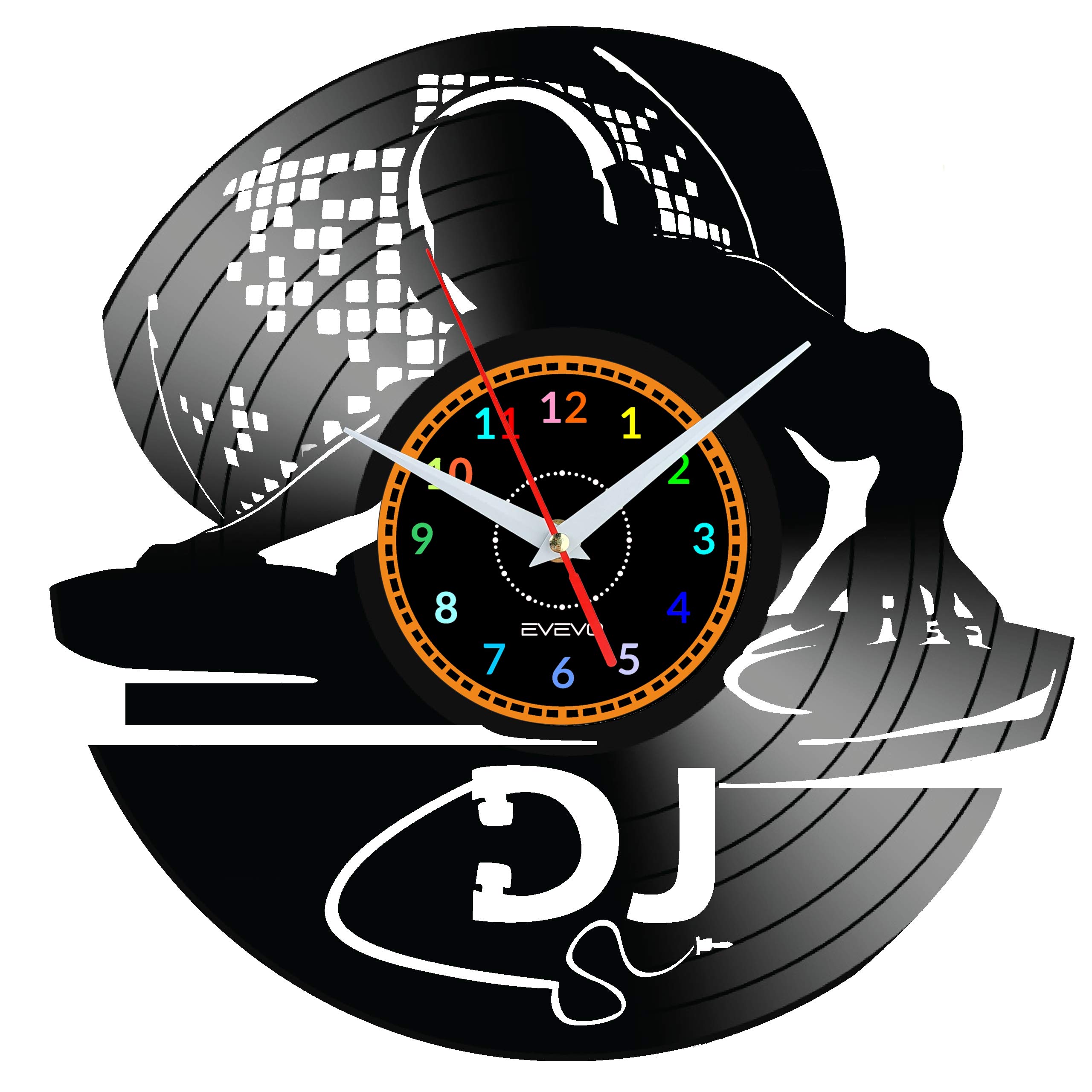 EVEVO DJ Dance Music Wanduhr Vinyl Schallplatte Retro-Uhr Handgefertigt Vintage-Geschenk Style Raum Home Dekorationen Tolles Geschenk Wanduhr DJ Dance Music