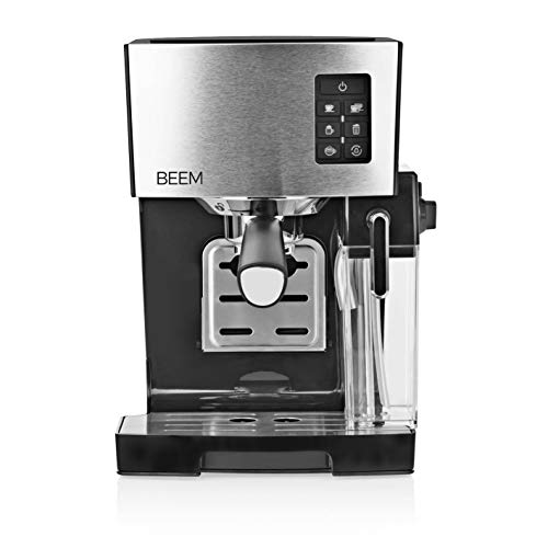 BEEM CLASSICO Espresso-Siebträgermaschine - 19 bar | Silber | Integrierter Milchtank und Dampfdüse | Abnehmbarer Wassertank | 1.450 W