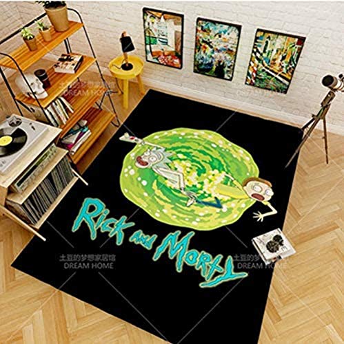 BILIVAN Langer Teppich Home Cartoon Rick and Morty Kinderzimmer Dekorativer Teppich Schlafzimmer Nachttischdecke Innen Bodenmatte rutschfest Kristall Fleece Teppich (50 * 80 cm)