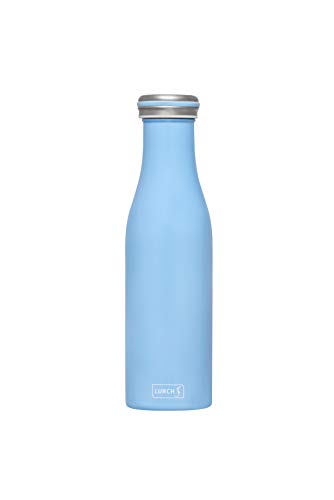 Lurch 240909 Isolierflasche /Thermoflasche für heiße und kalte Getränke aus doppelwandigem Edelstahl 0,5l, light blue