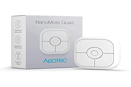 Aeotec NanoMote Quad | Z-Wave Lichtschalter, Dimmer und Fernbedienung in einem | Smart Home Erweiterung | USB aufladbar | Szenensteuerung | App steuerbar (Smart Home Hub erforderlich)