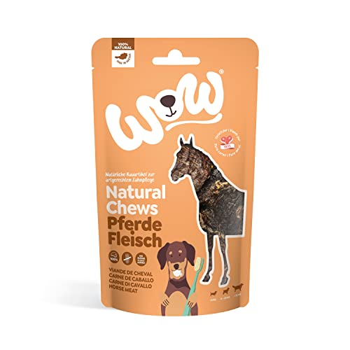 WOW Kausnacks I 100% Pferdefleisch getrocknet I Single-Protein Kauartikel für Hunde I Nahrungsergänzung I Zahnpflege (1x 250g)
