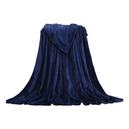 bephible Bezug, glatte Decke, Polyesterfaser, weich, leicht, luxuriös, einfarbiges Design, pflegeleicht, hypoallergen, Schlafdecke, Marineblau