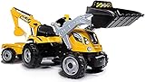 Smoby 7600710301 - Traktor Builder Max - Trettraktor mit Anhänger, Trailer verfügt über Tragkraft von bis zu 25 kg, Schaufel bis zu 3 kg belastbar, Traktor für Kinder ab 3 Jahren, Gelb